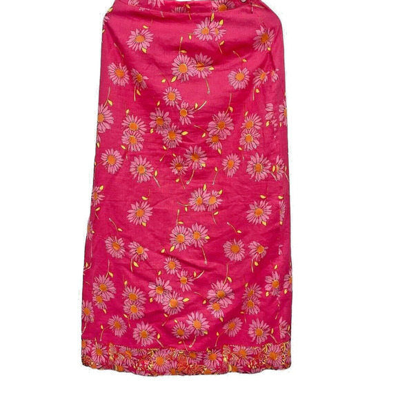 Vintage Lilly Pulitzer Skirt Flower Linen daisy Maxi Pink Size 8 A000467 - Picture 2 of 6